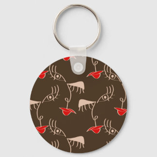 Porte-clés Face de femme à une ligne : motif abstrait.