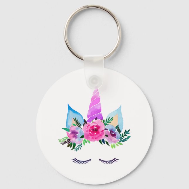 Porte-clés Face de licorne magique mignonne (Recto)