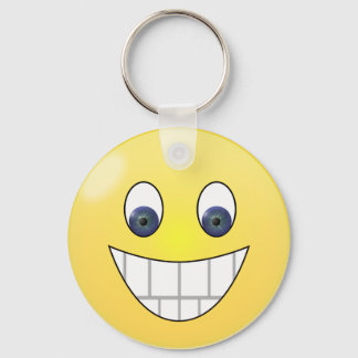 Porte-clés Face de sourire aux yeux bleus