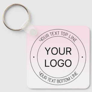 Porte-clés Facile Logo Remplacement & Editable Texte Rose Omb
