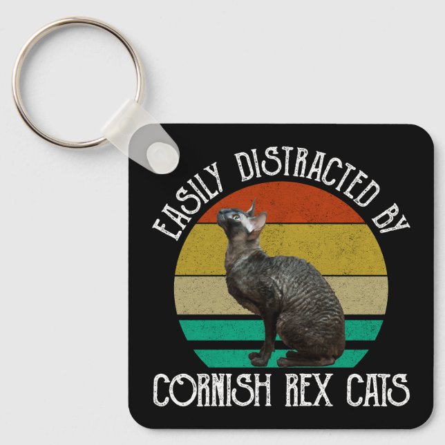 Porte-clés Facilement Distrait Par Les Chats Cornish Rex (Recto)
