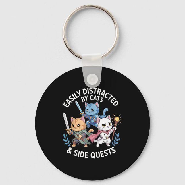 Porte-clés Facilement Distrait Par Les Chats Et Quêtes Second (Recto)
