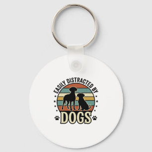 Porte-clés Facilement distrait par les chiens Design silhouet