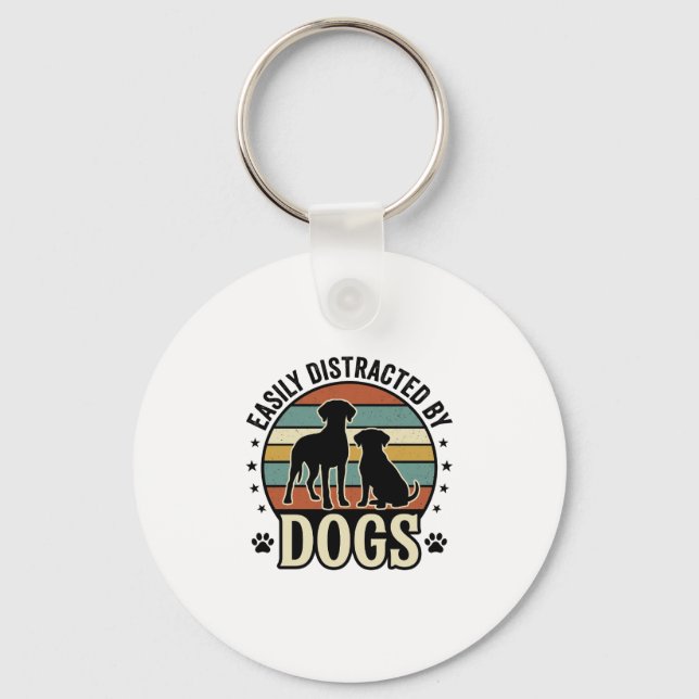 Porte-clés Facilement distrait par les chiens Design silhouet (Recto)