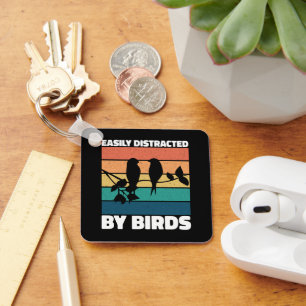 Porte-clés Facilement Distrait Par Les Oiseaux Mignonne Propr