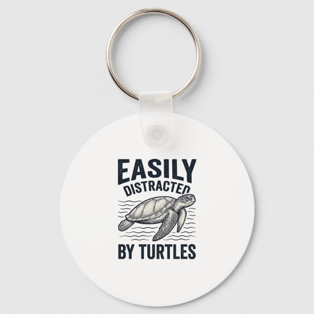 Porte-clés Facilement Distrait Par Les Tortues Design De T-Sh (Recto)