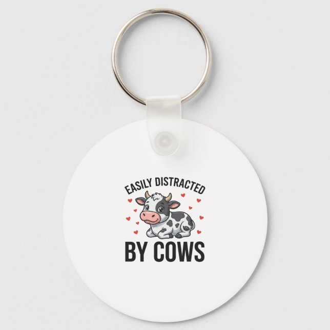 Porte-clés Facilement distrait par les vaches Graphique de va (Recto)