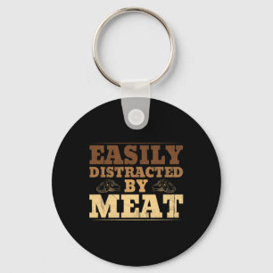 Porte-clés Facilement Distrait Par Viande Drôle Barbecue
