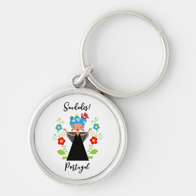 Porte-clés Fado chanteuse avec caravelle portugaise (Devant)