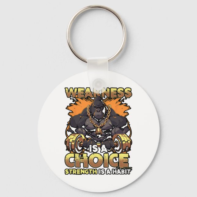 Porte-clés Faiblesse Est Un Choix Fitness Gymnase Travail Mot (Recto)