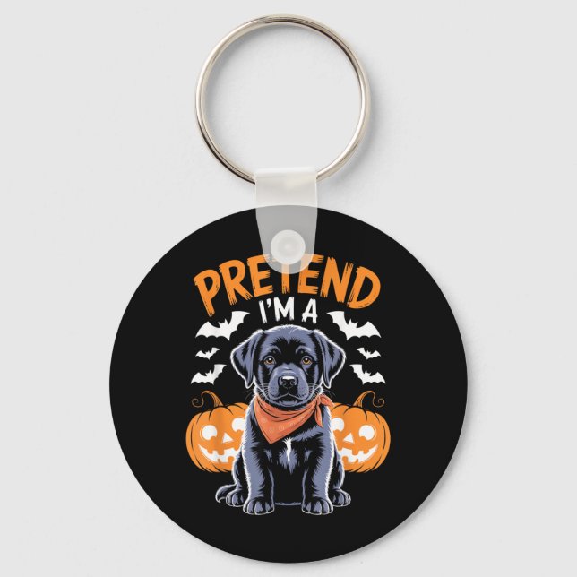 Porte-clés Faire semblant d'être un Labrador noir Halloween C (Recto)