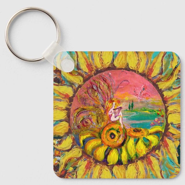 Porte-clés FAIRY OF THE SUNFLOWERS Yellow Pink Blue Imaginair (Recto)