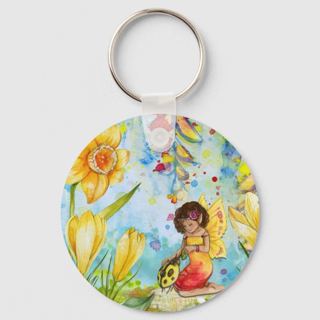 Porte-clés Fairy watercolour illustration whimsical (Recto)
