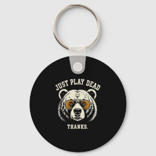 Porte-clés Fais le mort merci drôle ours grizzly portant