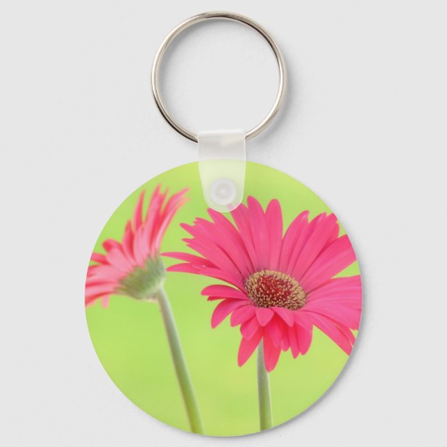 Porte-clés Faisceaux de Gerber rose personnalisables sur Vert (Recto)
