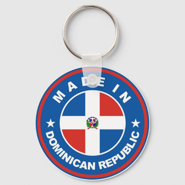 Porte-clés fait en république dominicaine drapeau étiquette r (Recto)