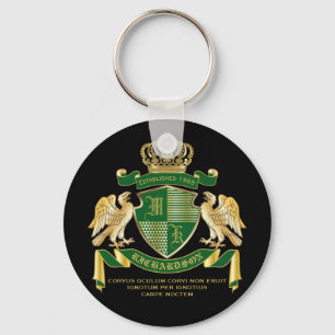 Porte-clés Faites votre propre blason Green Gold Eagle Emblem