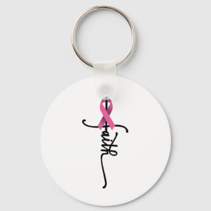 Porte-clés Faith Cross Guerrier Survivant Pink Ribbon Breast