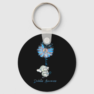 Porte-clés Faith Cute Elephants Tournesol Diabète Sensibilisa