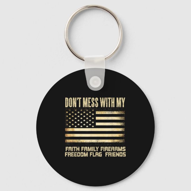 Porte-clés Faith Family Firearms Dom Flag Friends American  (Recto)