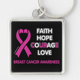 Porte-clés Faith Hope Courage Love...Cancer du sein