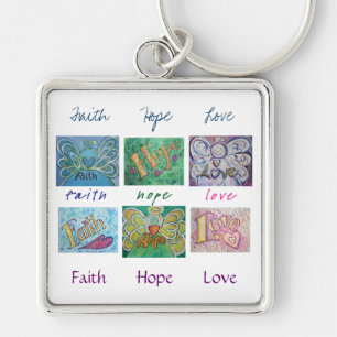 Porte-clés Faith Hope Love Angel Word Collage Porte - clé