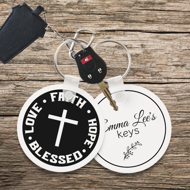 Porte-clés Faith Hope Love Blessed Christian Quote Custom (Créateur téléchargé)