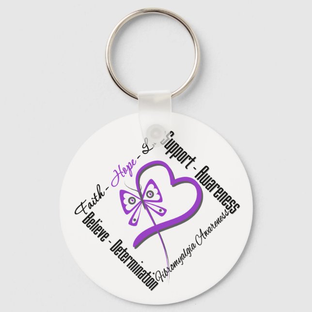 Porte-clés Faith Hope Love Butterfly - Fibromyalgie Sensibili (Recto)