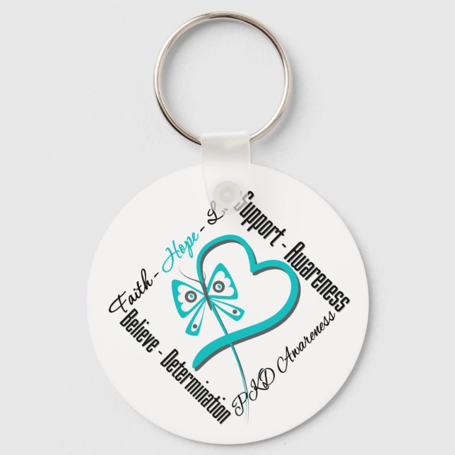 Porte-clés Faith Hope Love Butterfly - PKD Awareness (Recto)