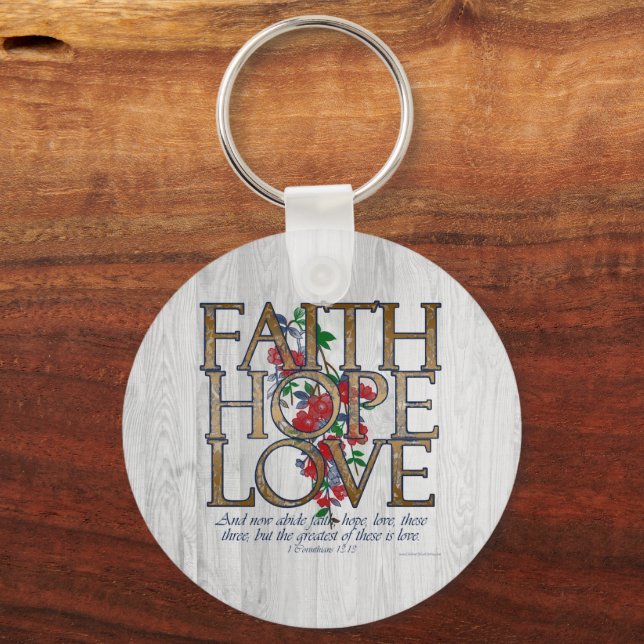 Porte-clés Faith Hope Love Christian Bible Verse (Recto)