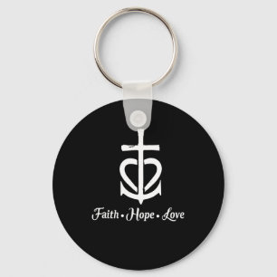 Porte-clés Faith Hope Love Cross Ancre Coeur Jésus