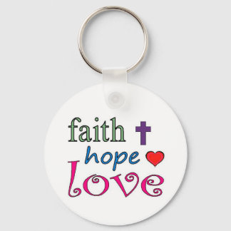 Porte-clés Faith Hope Love Cross Heart
