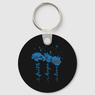 Porte-clés Faith Hope Love Diabetes Awareness Mois Blue Ribb