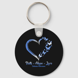 Porte-clés Faith Hope Love Diabetes Sensibilisation Papillon