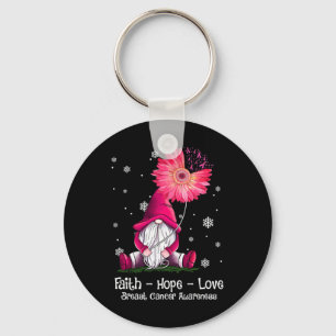 Porte-clés Faith Hope Love Gnome Pink Sunflower Cancer du sei