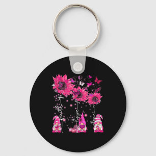 Porte-clés Faith Hope Love Gnome Ribbon Cancer du sein