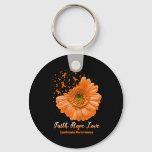 Porte-clés Faith Hope Love Leukemia Sensibilisation Flower Be