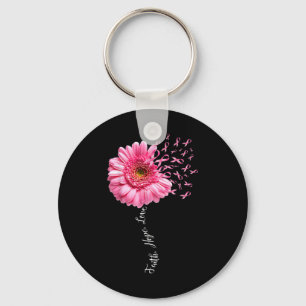 Porte-clés Faith Hope Love Pink Ribbon Daisy Flower Breast C