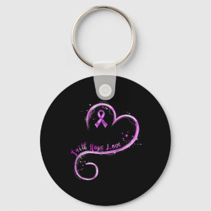 Porte-clés Faith Hope Love Purple Ribbon Overdose Sensibilisa