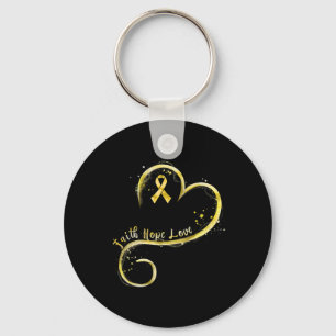 Porte-clés Faith Hope Love Yellow Ribbon Cancer de l'enfance