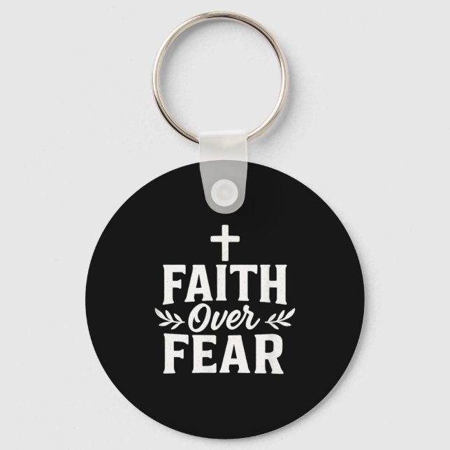 Porte-clés Faith Over Fear Christian Motivational Bible Verse (Recto)