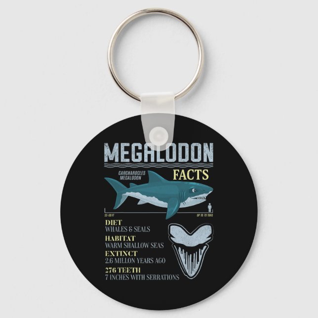 Porte-clés Faits sur le Mégalodon Dent de Requin Préhistoriqu (Recto)