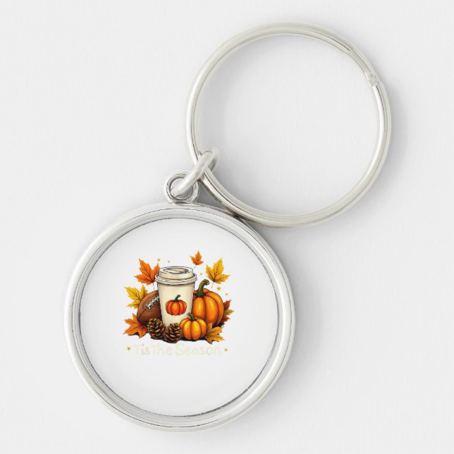 Porte-clés Fall Football Tis The Season Pumpkin Autumn Coffee (Devant)