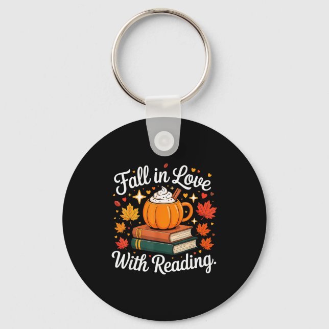 Porte-clés Fall In Love With Reading Autumn Pumpkin Mug Book  (Recto)