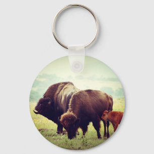 Porte-clés Famille de Buffalo Américain (Bison)