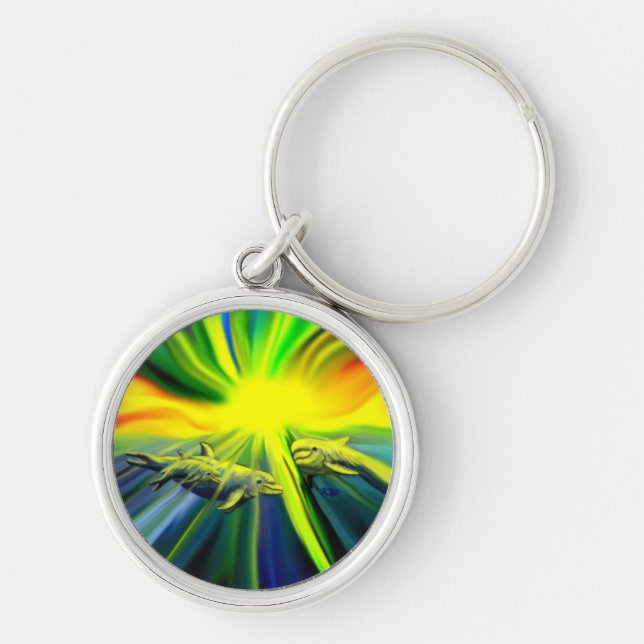 Porte-clés Famille de dauphins sous le soleil (Devant)