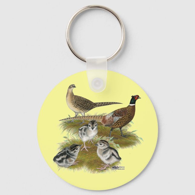 Porte-clés Famille de faisans à collier (Recto)