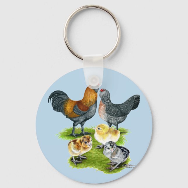 Porte-clés Famille de poulets Ameraucana (Recto)
