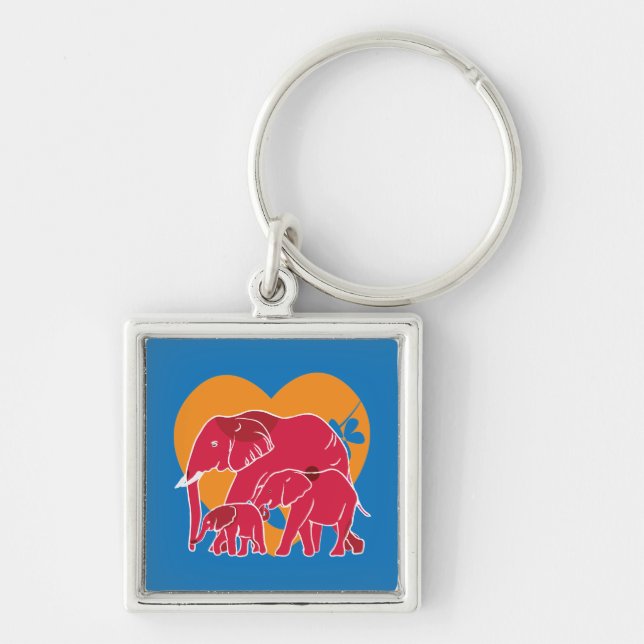 Porte-clés Famille des éléphants (Devant)