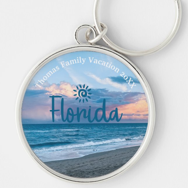 Porte-clés Famille Floride Plage vacances sur mesure (Devant)
